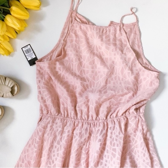 NWT MOSSIMO Flowy Pink Peach Solid geometric sheer dress - Picture 6 of 7